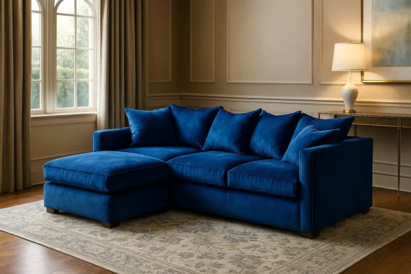 Royal Blue 3-Seater Corner Sofa with Chaise