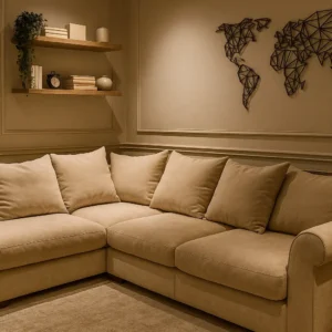 The Carnaby Range U Shape Corner Sofa Cream Kensington Fabric Chaise Footstool