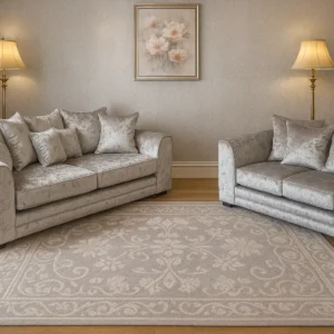 Crushed Velvet Corner Sofa – Left-Hand Facing (Champagne Cream)