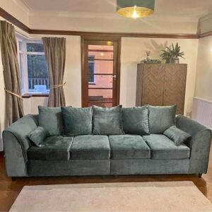 Gilliver Crushed Chenille 4-Seater Sofa – Rifle Green