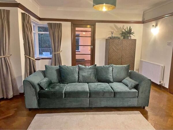Gilliver Crushed Chenille 4-Seater Sofa – Rifle Green