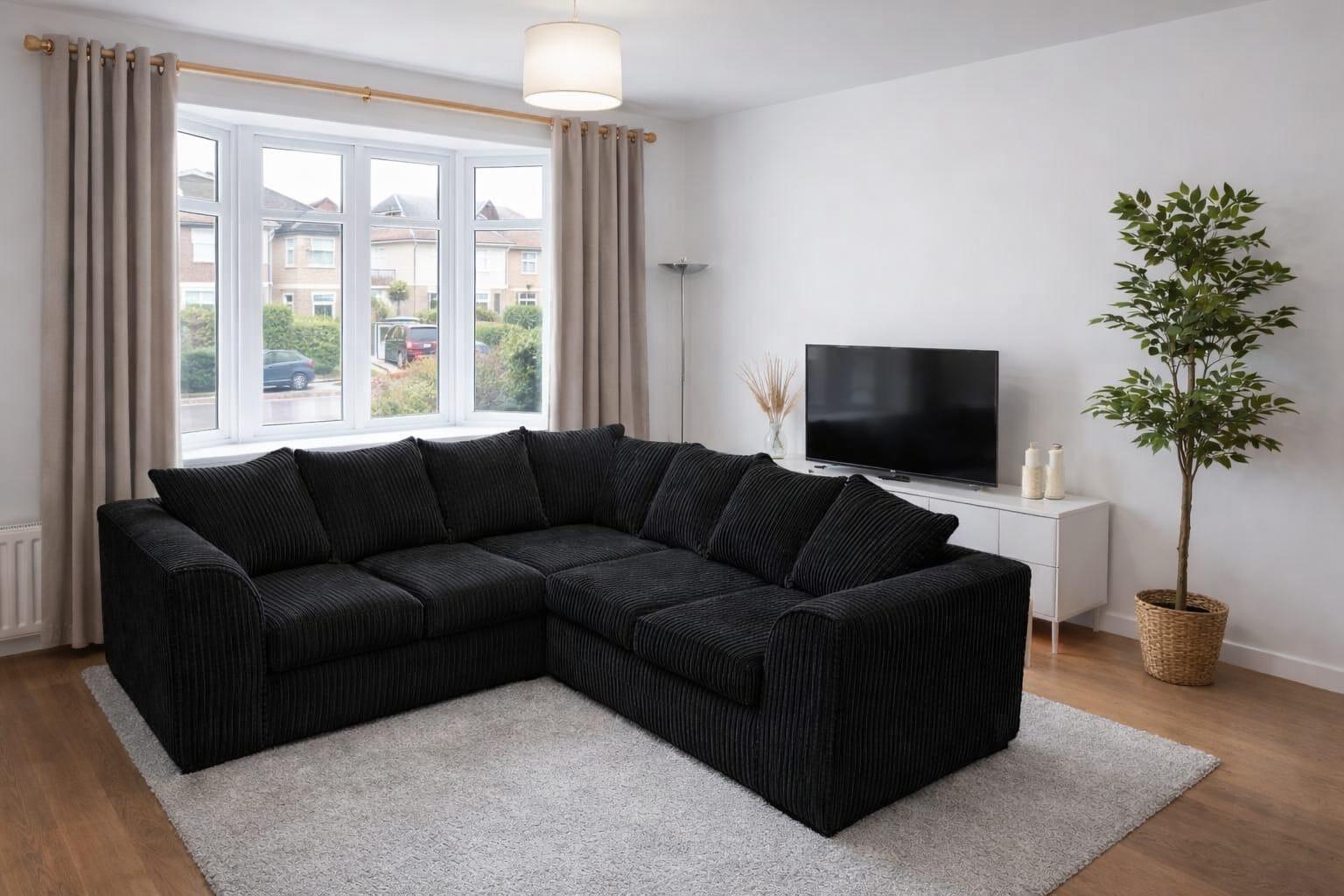 5 Seater Corner Sofa Jumbo Cord Fabric choice of Colours - Image 4