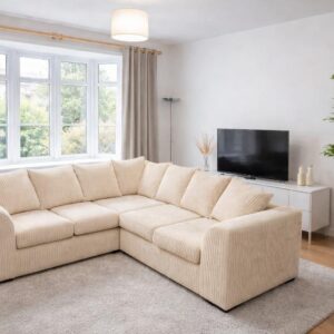 5 Seater Corner Sofa Jumbo Cord Fabric choice of Colours