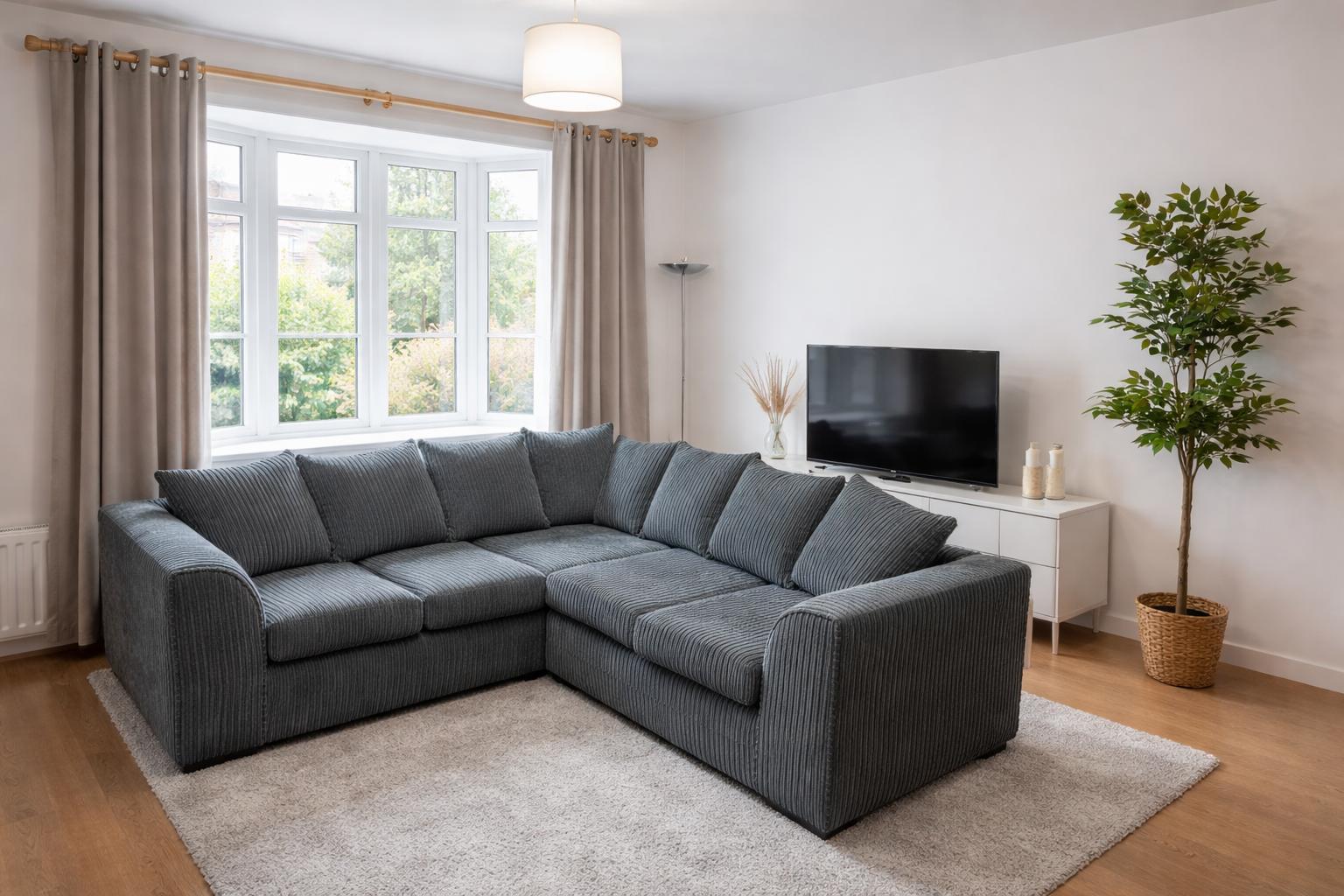 5 Seater Corner Sofa Jumbo Cord Fabric choice of Colours - Image 2