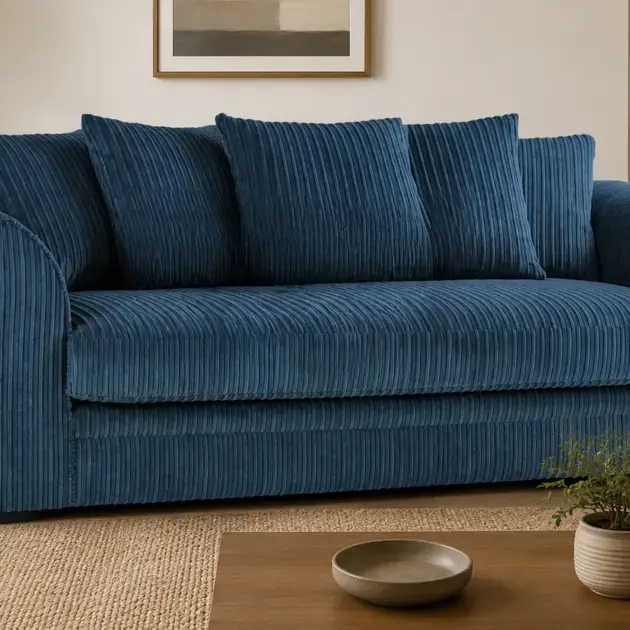 Luxury blue 3 seater sofa with modern design for living room comfort